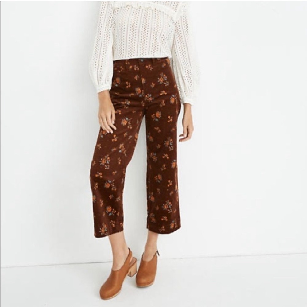 COPY - Madewell Slim Emmett Wide Leg Crop Suede in Mumbai Floral